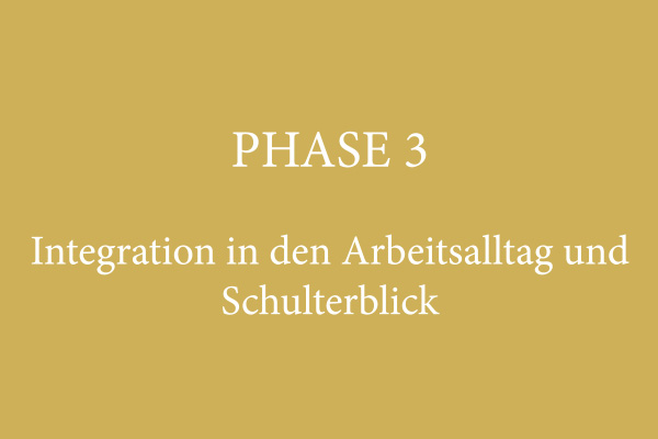 PHASE 3 – Integration in den Arbeitsalltag und Schulterblick